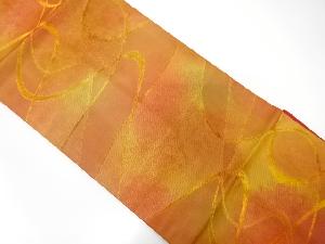 流水に古典柄織り出し　名古屋帯